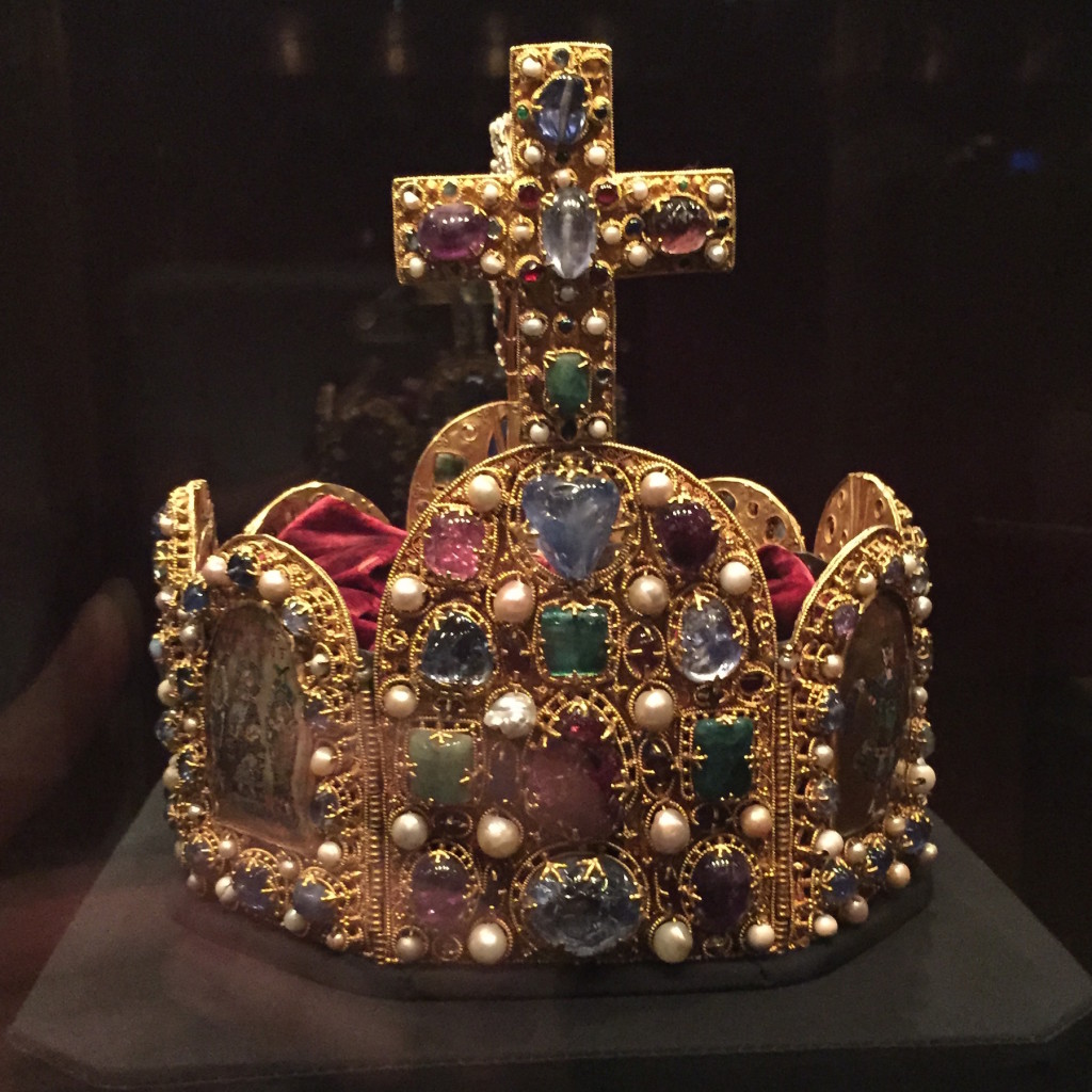 Multi-jeweled, centuries old, priceless crown in royal treasury